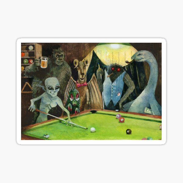 Item preview, Cryptids playing pool designed and sold by prunstedler.
