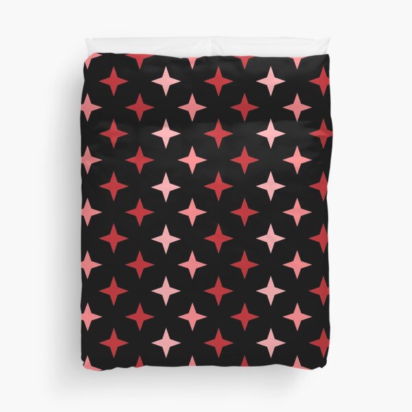 Red star pattern on black background, star pattern composition Duvet Cover