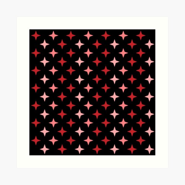 Motif étoile rouge sur fond noir, composition motif étoile Impression artistique