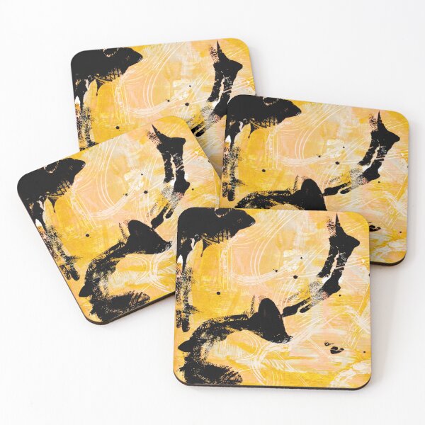 Item preview, Sunflower Fields: A vibrant minimal abstract piece in yellow black and pink by Alyssa Hamilton Art designed and sold by Alyssa Hamilton Art.