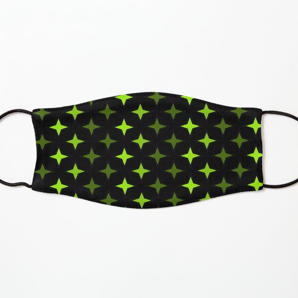 Green star pattern on black background, star pattern composition Kids Mask
