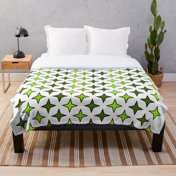 étoile verte sur fond blanc, composition motif étoile Plaid
