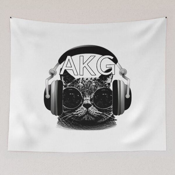 Item preview, AKG Cat Wearing Headphones designed and sold by DannyAndCo.