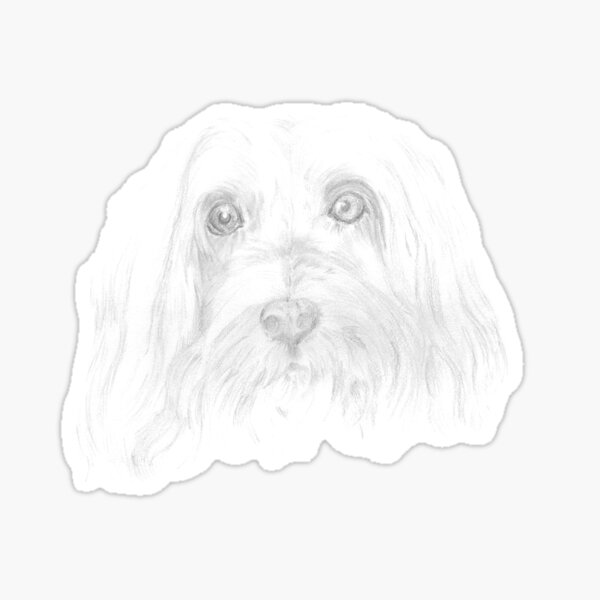 Fuzzy Dog is Judging You Portrait Sketch Sticker