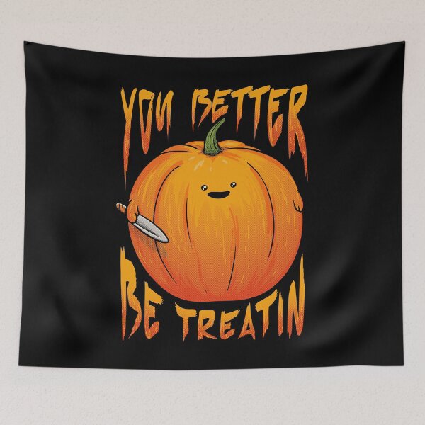 Item preview, You Better Be Treatin - Halloween Pumpkin - Cute Duck with Knife KIrby MEME Parody 2020 designed and sold by Any Color Designs.