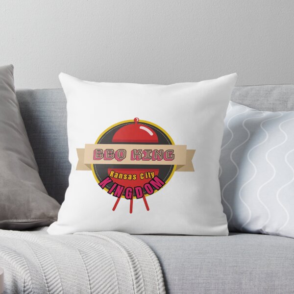 BBQ King of Kansas City Kingdom Smoker Grill funny design Throw Pillow