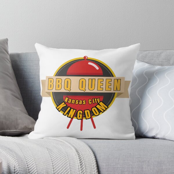 BBQ Queen of Kansas City Kingdom Smoker Grill funny design Throw Pillow