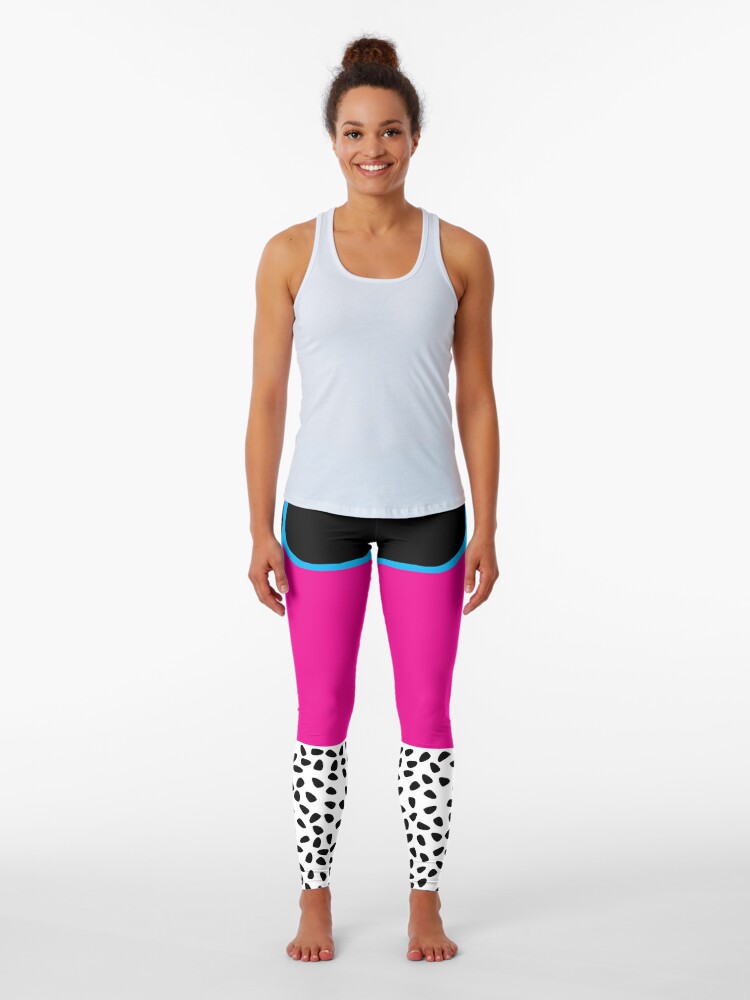 Pink Black White 80s Shorts | Leggings