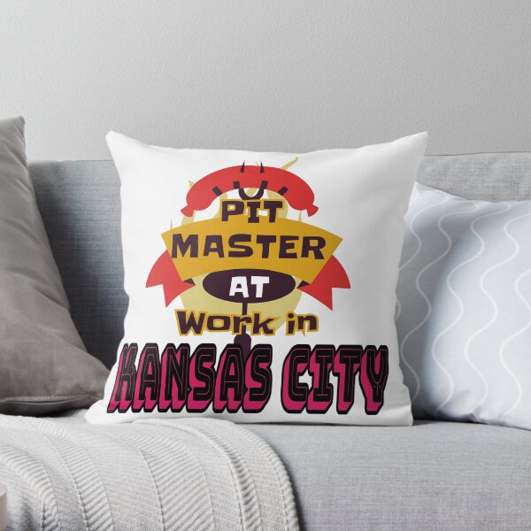 Pit Master at Work in Kansas City Kingdom Smoker Grill funny design Throw Pillow