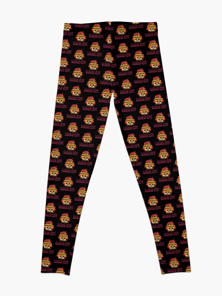 Alternate view of Pit Master at Work in Kansas City Kingdom Smoker Grill funny design Leggings
