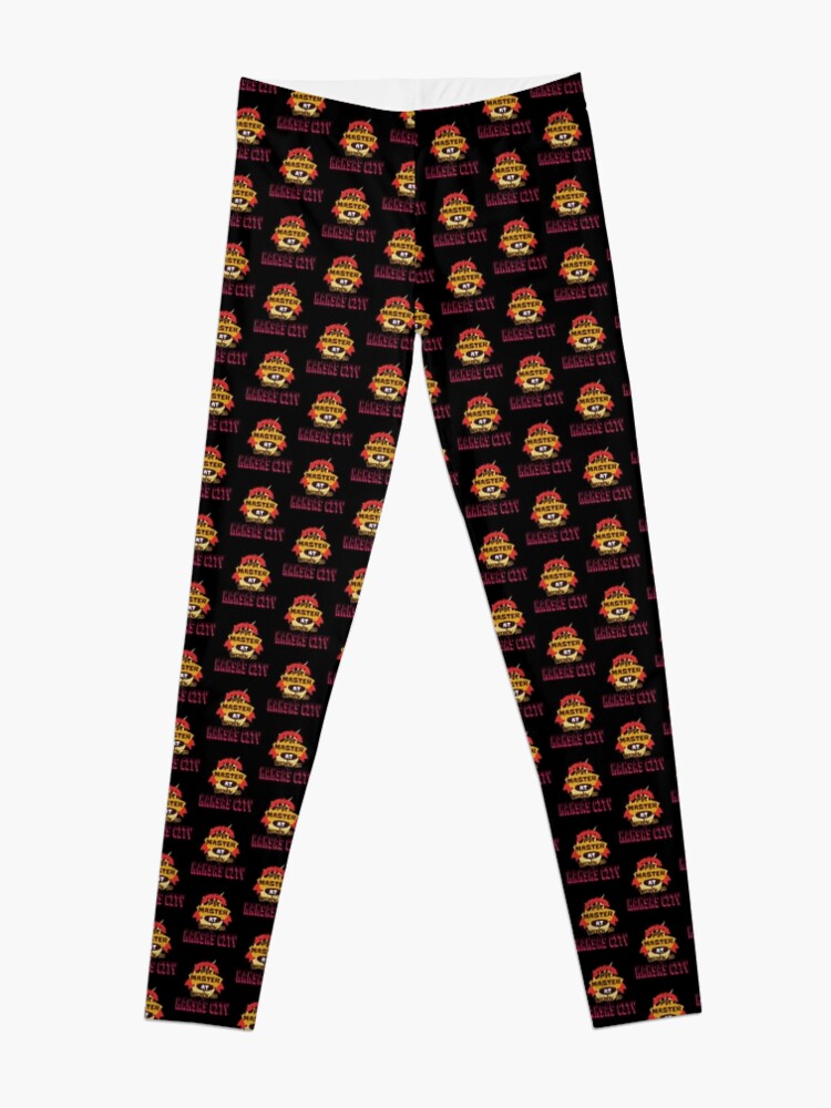 Alternate view of Pit Master at Work in Kansas City Kingdom Smoker Grill funny design Leggings