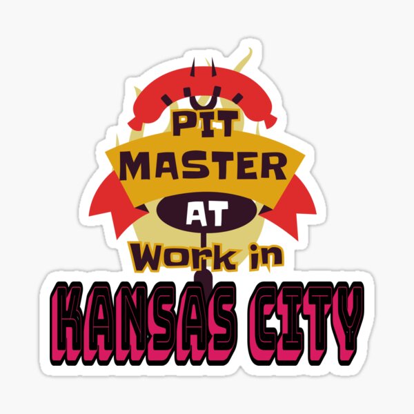 Pit Master at Work in Kansas City Kingdom Smoker Grill funny design Sticker
