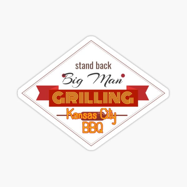 BBQ Big Man Grilling in Kansas City Smoker Grill funny design Sticker