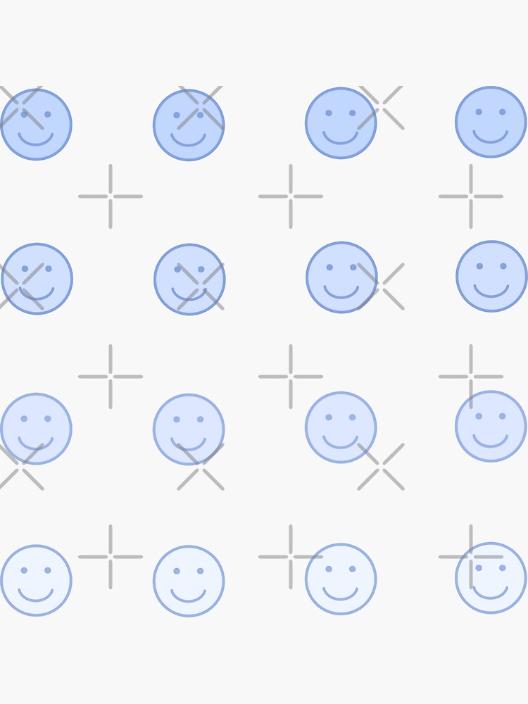 Thumbnail 3 of 3, Sticker, Pack of cute blue smilies designed and sold by Pastel-PaletteD.