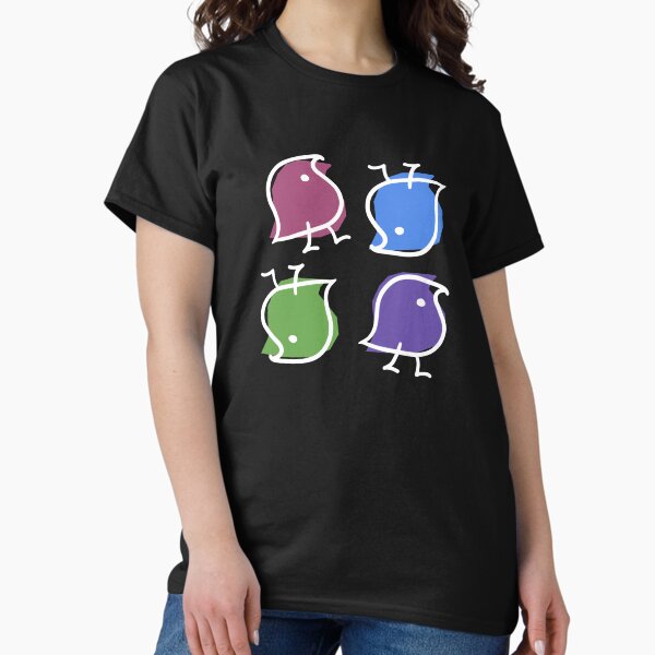 Item preview, Wug print (multicolour on black) designed and sold by Lingthusiasm.