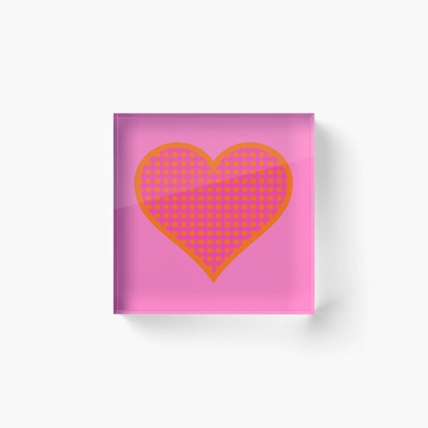 Item preview, Orange and Pink Gingham Heart designed and sold by Bumblefuzzies.
