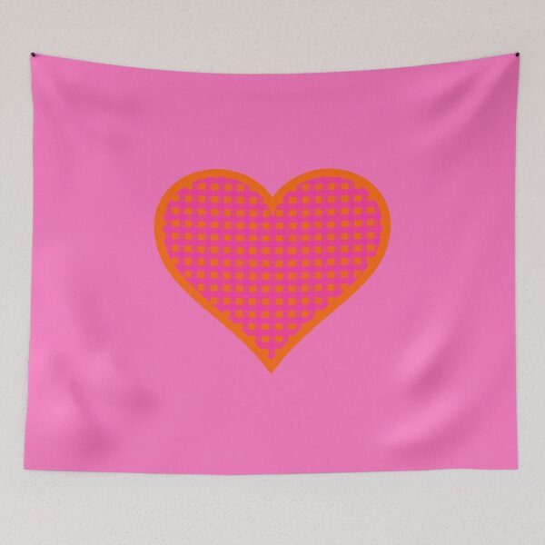 Item preview, Orange and Pink Gingham Heart designed and sold by Bumblefuzzies.