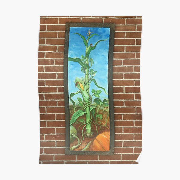 Three Sisters: Corn Beans Squash on Brick Wall Poster