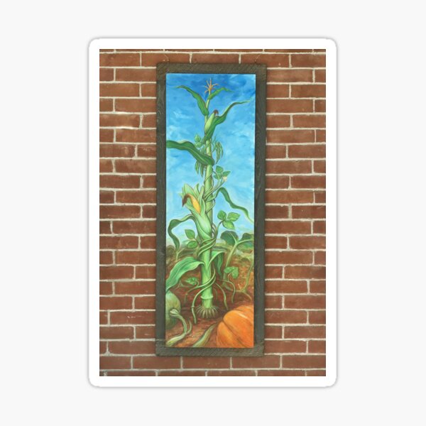 Three Sisters: Corn Beans Squash on Brick Wall Sticker