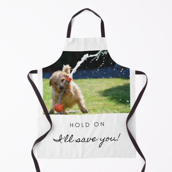Item preview, Hold on, I'll save you! Protective terrier, fighting off the garden hose designed and sold by JellyBeenzz.