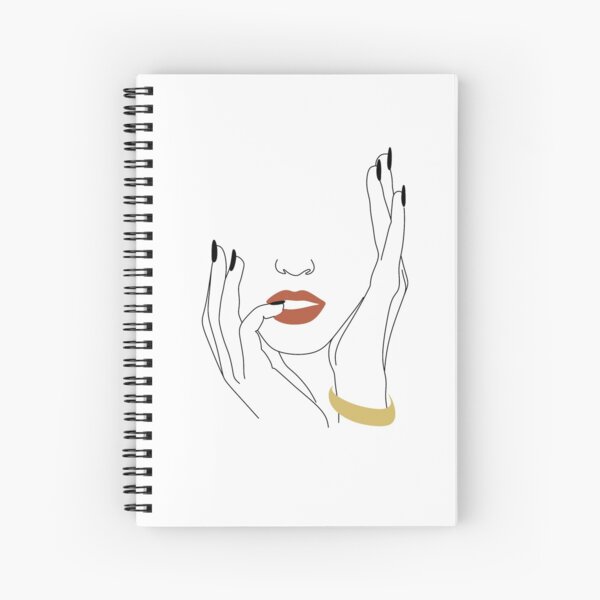 Cuaderno de espiral «Rostro de mujer minimalista abstracto por dibujo  vectorial de línea. Retrato de estilo minimalista. Impresión botánica.  Símbolo de belleza de la cosmética. Arte moderno de línea continua.  Impresión de