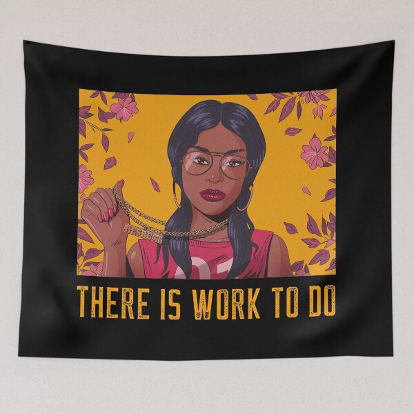 Item preview, There is Work To Do - Yellow Brown Skin Girl Respect Black Women Afro Woman Queen Kwanzaa Design designed and sold by CreatedbyJR.