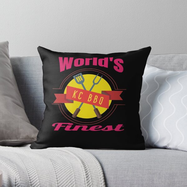BBQ World's Finest BBQ Kansas City Smoker Grill funny design Throw Pillow