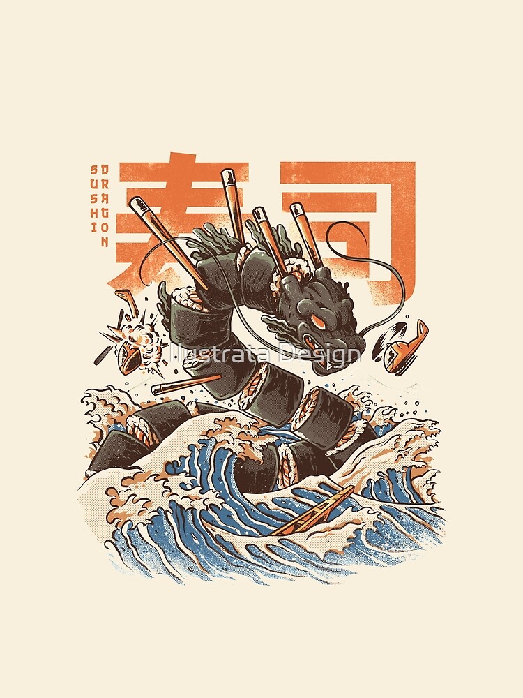 Thumbnail 5 of 5, Graphic T-Shirt, Great Sushi Dragon  designed and sold by Ilustrata Design.