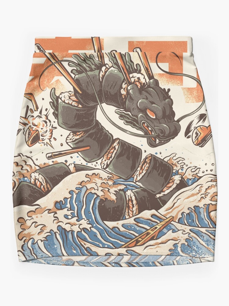 Thumbnail 3 of 4, Mini Skirt, Great Sushi Dragon designed and sold by Ilustrata Design.