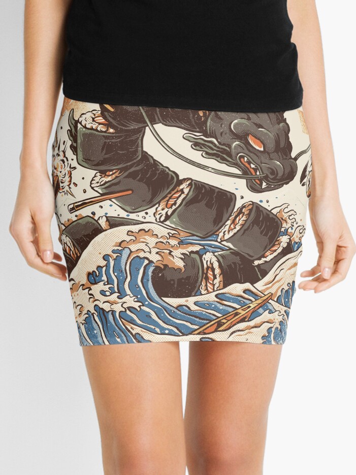 Thumbnail 1 of 4, Mini Skirt, Great Sushi Dragon designed and sold by Ilustrata Design.