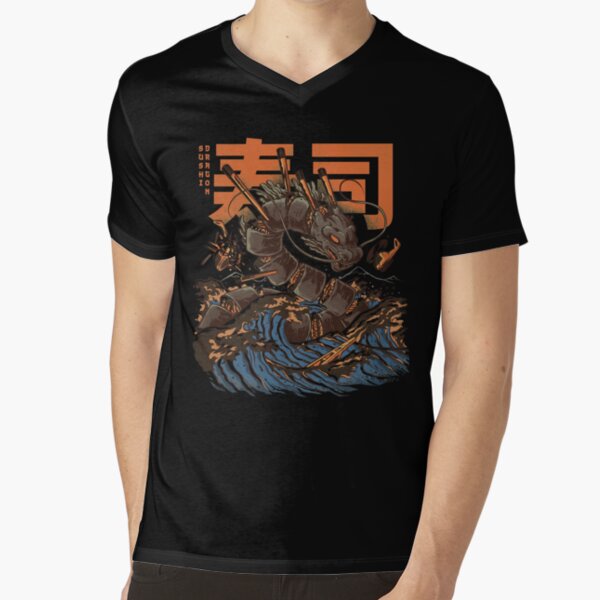 Great Sushi Dragon V-Neck T-Shirt