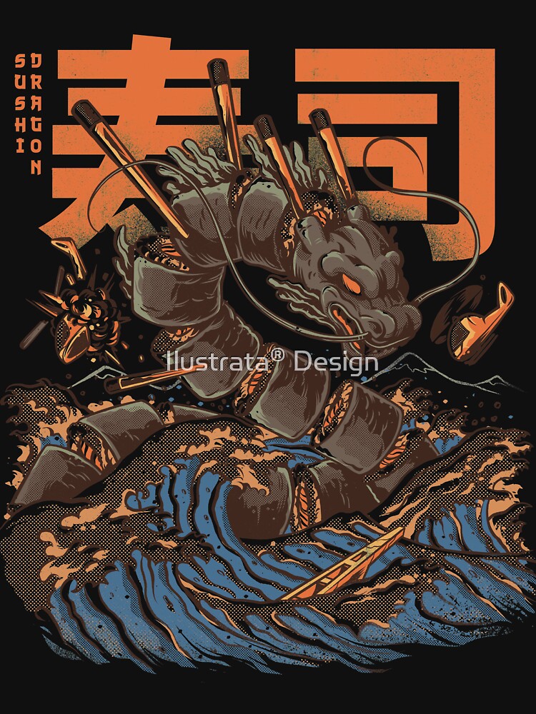 Thumbnail 7 of 7, Active T-Shirt, Great Sushi Dragon designed and sold by ilustrata.