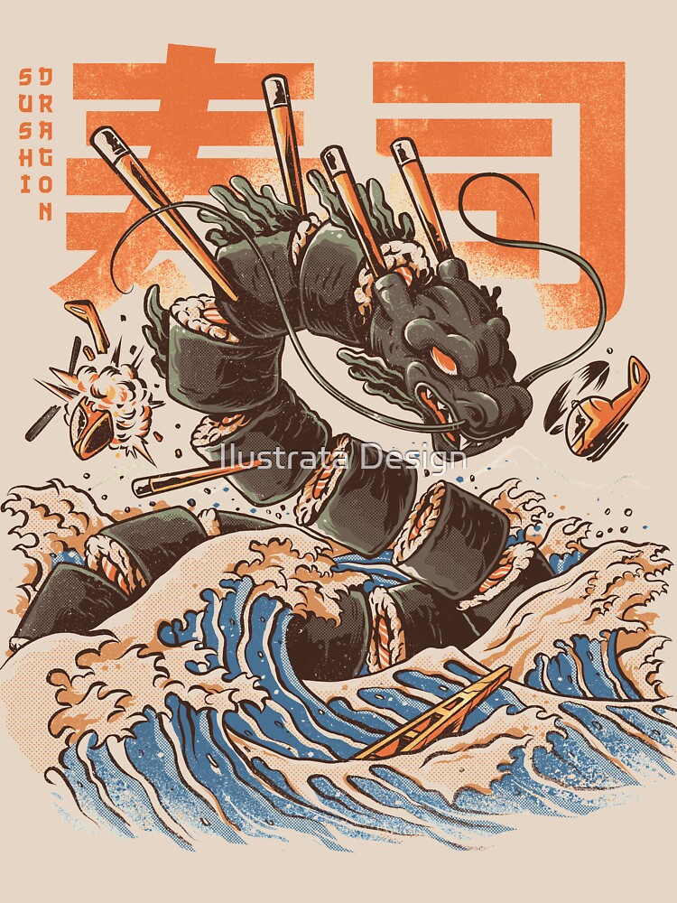 Thumbnail 7 of 7, Classic T-Shirt, Great Sushi Dragon  designed and sold by Ilustrata Design.