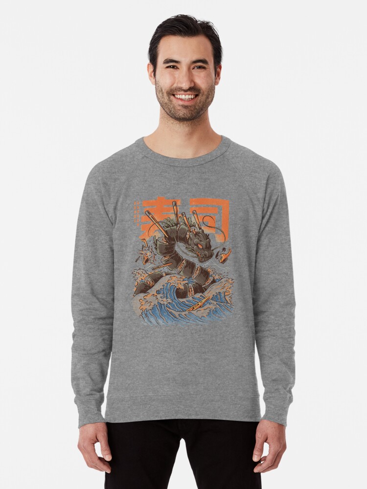 Alternate view of Great Sushi Dragon Lightweight Sweatshirt