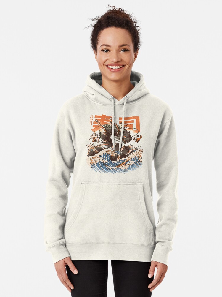 Pullover Hoodie, Great Sushi Dragon  designed and sold by Ilustrata Design