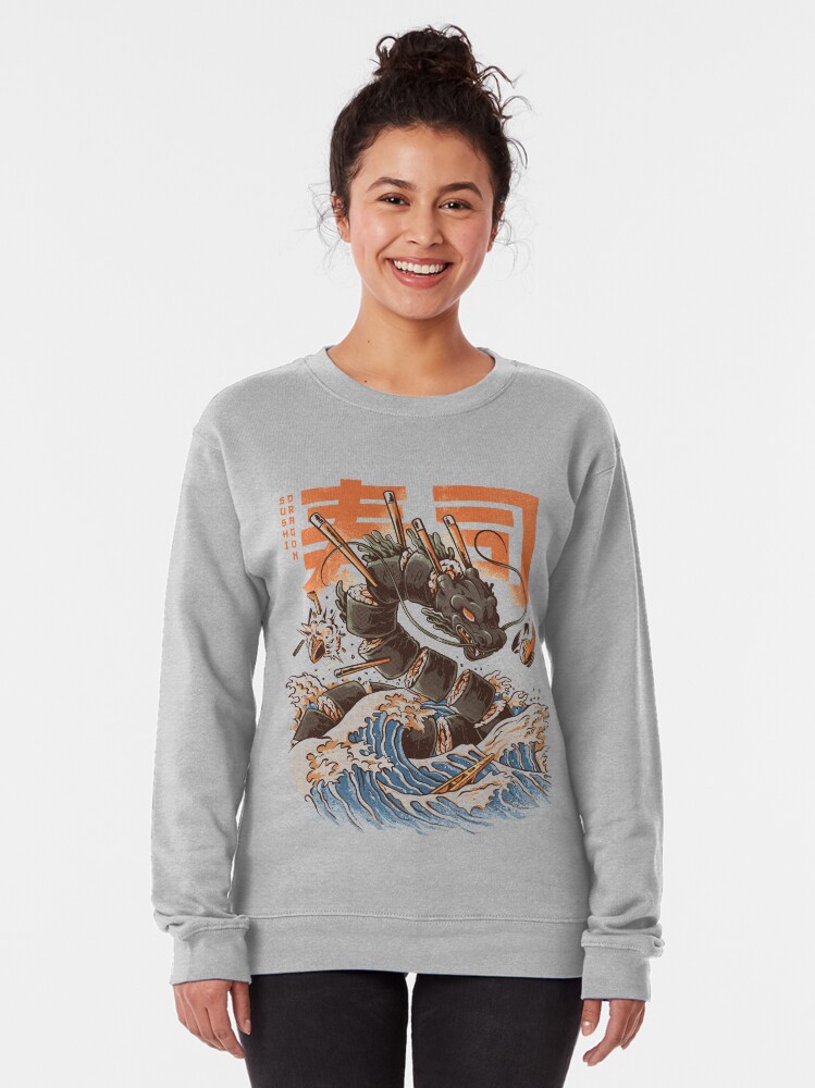 Alternate view of Great Sushi Dragon Pullover Sweatshirt