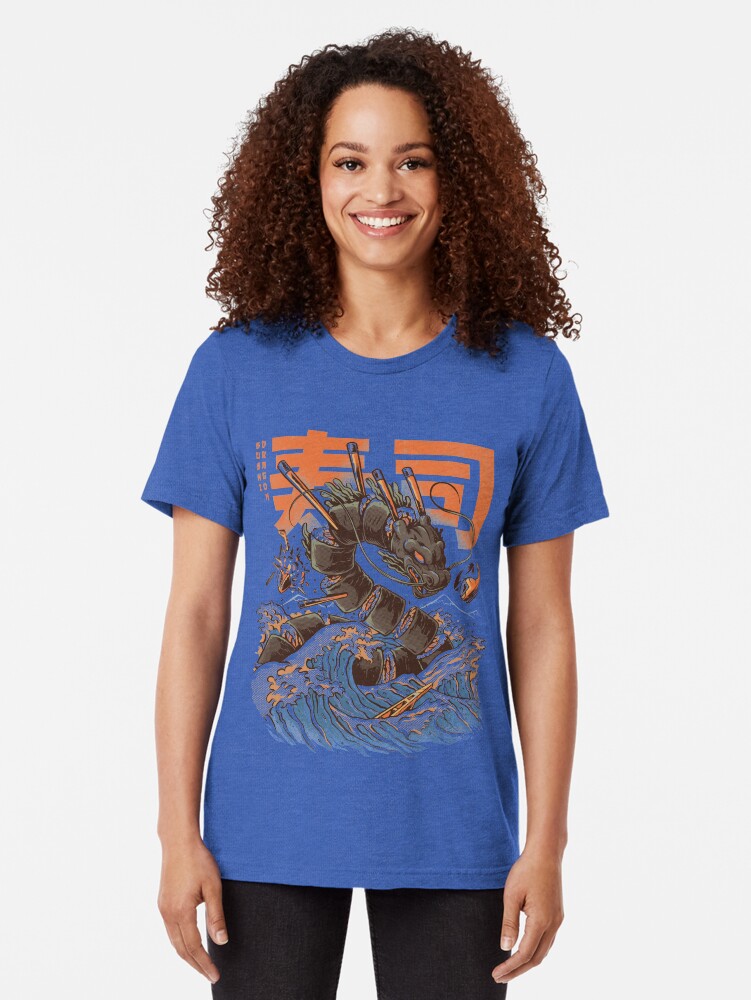 Alternate view of Great Sushi Dragon Tri-blend T-Shirt