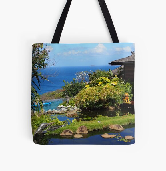 Beach Bag On Sandy Beach, Mustique, Grenadine Islands by