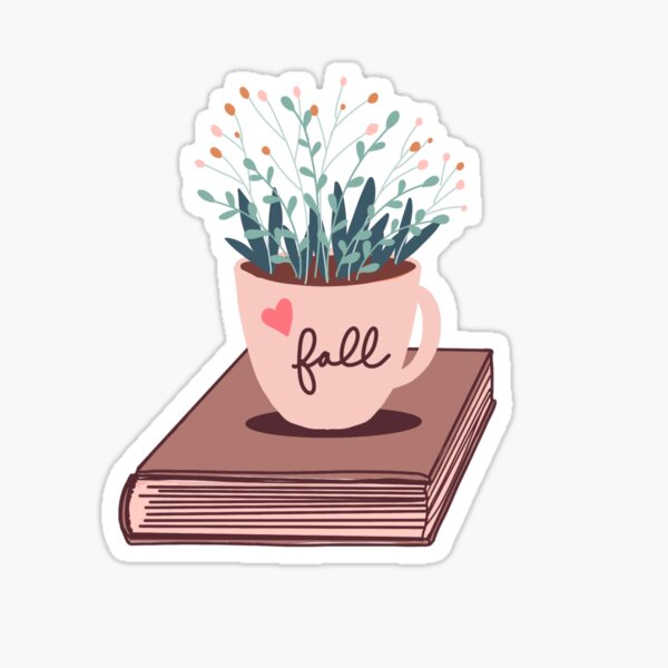 Love Fall Mug with Flowers on Book Sticker