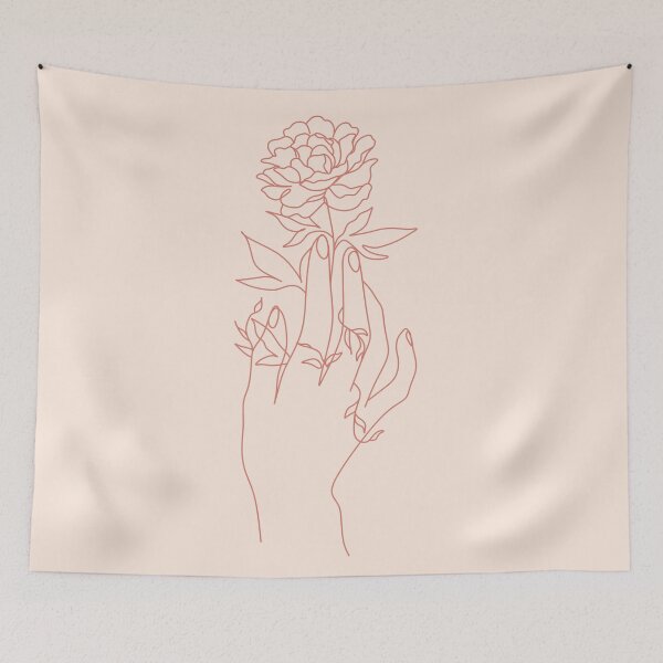 Item preview, Flower in Hand Ecology Symbol. Hands Gesture Continuous One Line Drawing. Hand Line Drawing Print. Minimalist Contour Illustration. designed and sold by OneLinePrint.