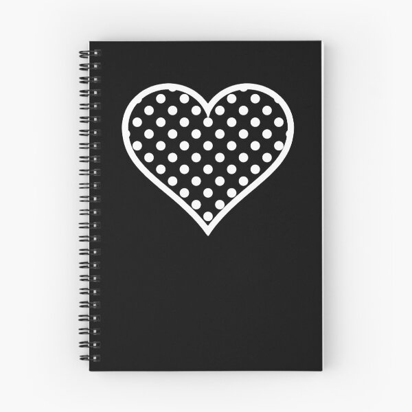 Item preview, White Polka Dots on Black Pattern Heart designed and sold by Bumblefuzzies.