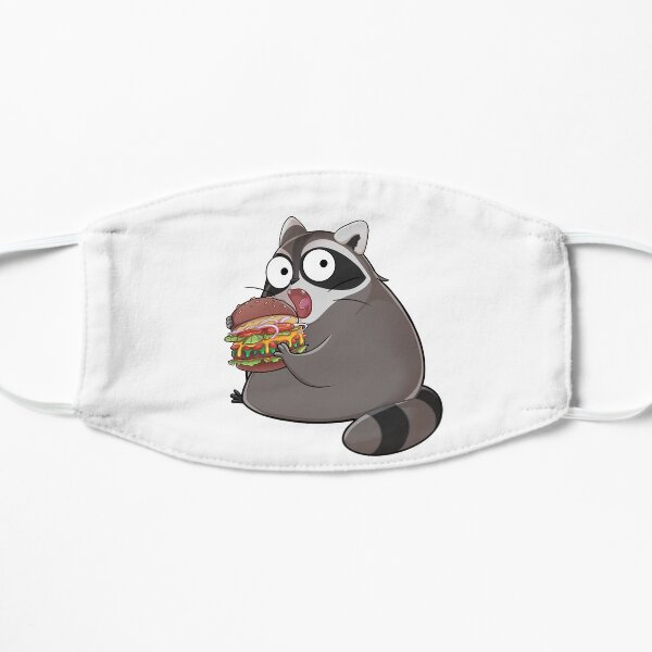 Knuddeliger Waschbär isst einen leckeren Burger Maske