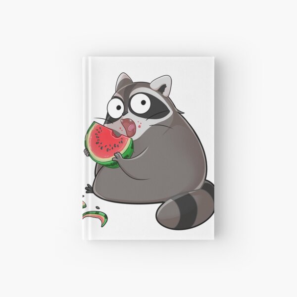 Knuddeliger Waschbär isst einen leckere Melone Notizbuch