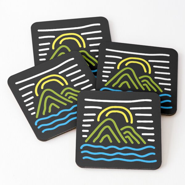 Item preview, Handdrawn mountains with sun, and ocean designed and sold by Uppercase Tees.