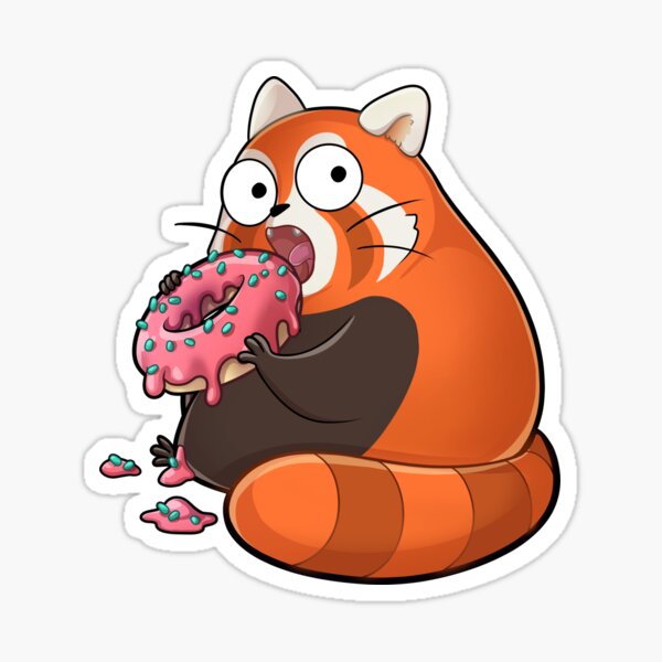 Zuckerdonut essender knuddeliger roter Panda Sticker
