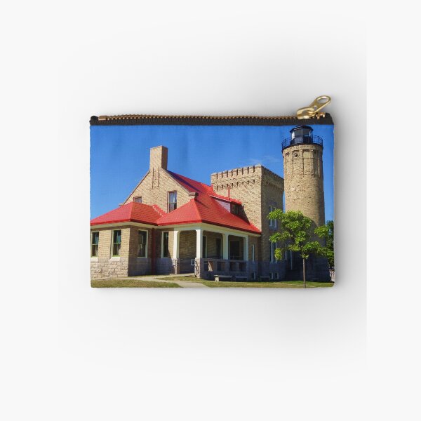 Item preview, Historic Old Mackinac Point Lighthouse Mackinaw City Michigan on Sunny Day Fine Art Print designed and sold by fineartprints1.