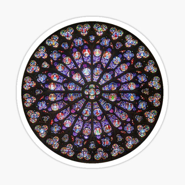 Multicolor HUAMING Wall Sticker Rose Window Notre Dame Cathedral Paris Print Photo Sticker Home Kitchen Decorative 