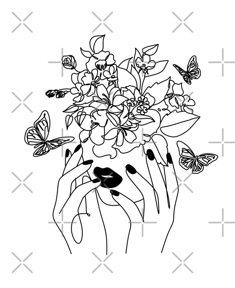 Printable Coloring Page Fantasy Floral Girl Portrait Wearing Mask