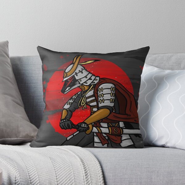 Samurai Badger Throw Pillow