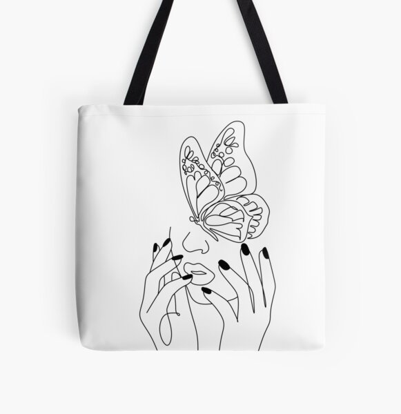 Luxury women white tote bag, flowers and butterflies design, beautiful zen  garden. Sunset time. 24100851 Stock Photo at Vecteezy